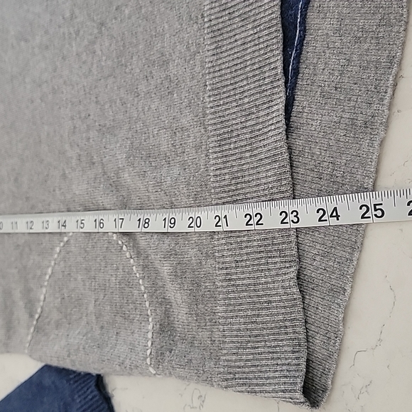 Label + Thread Wool Cashmere Colorblock Sweater | Grey Navy Cream | Size S - Picture 12 of 13
